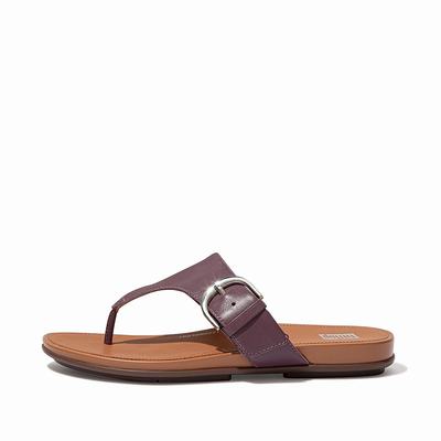 Fitflop Gracie Buckle Leather Toe-Post - Sandalen Damen - Lila (IKF147830)